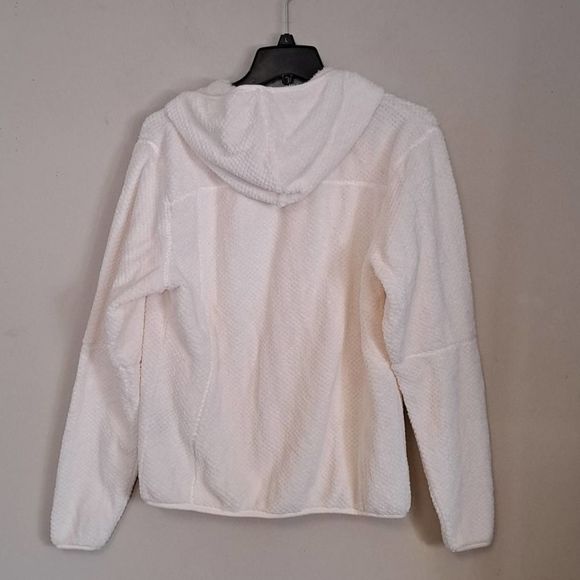 Fleece Hooded Full Zipper Jacket Medium Cream White - Picture 10 of 12